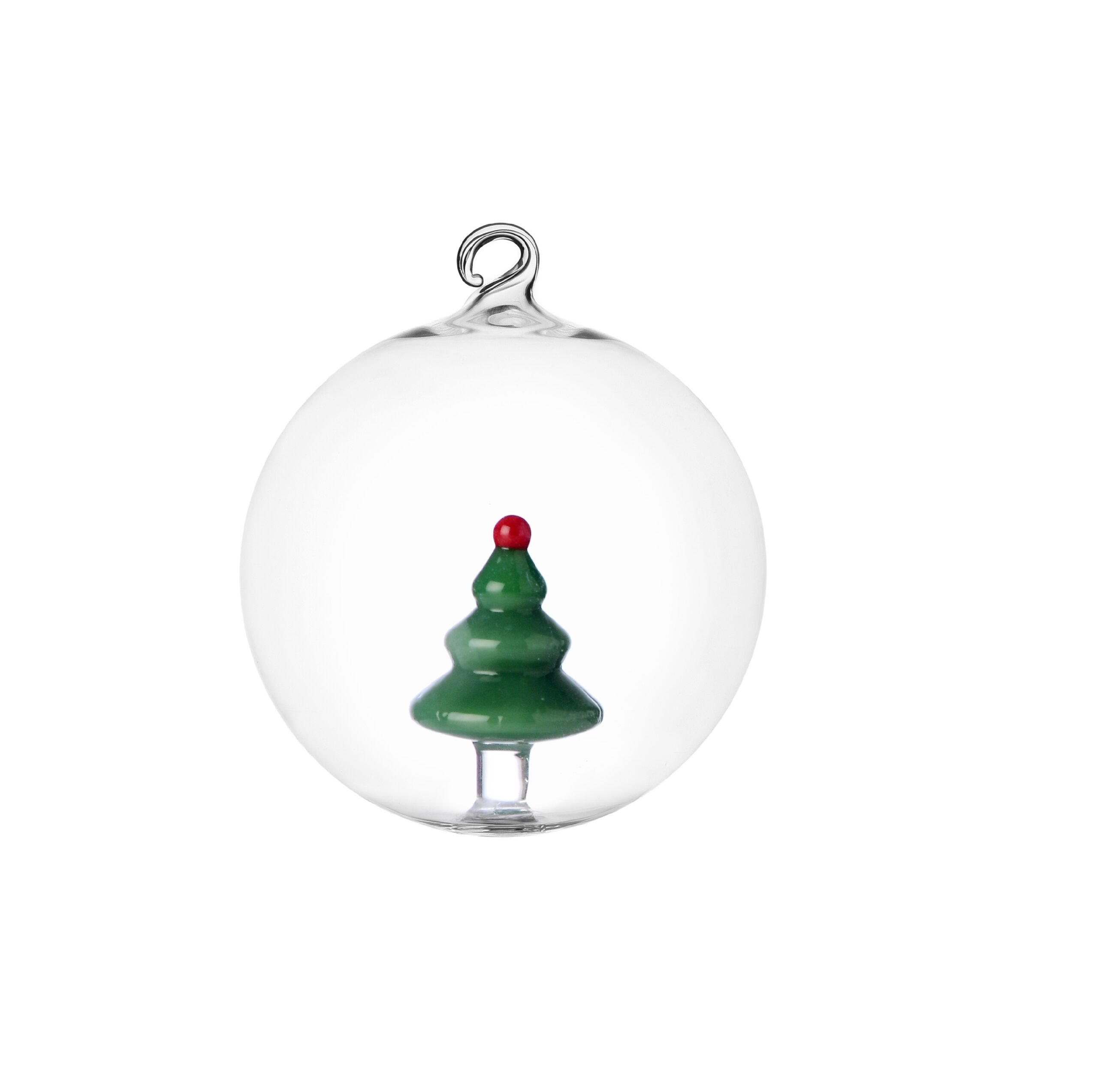 0935209413-2 WOODLAND TALES 2 PC xmas ball tree dark green